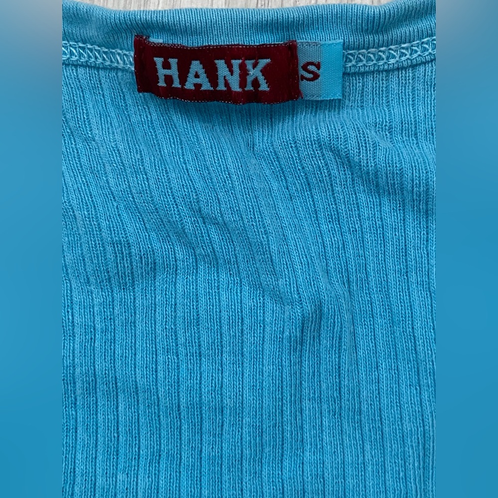 HANK Made in Hollywood Ribbed Tank Top Blue Turquoise Size Small - Picture 2 of 4